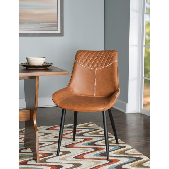 Linon Marcum Dining Chairs, Set of 2, Brown Faux Leather