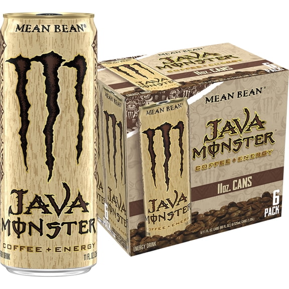Monster Energy Java, Mean Bean, Energy Coffee, Energy Drink, 6 Pack - 11 Fl Oz