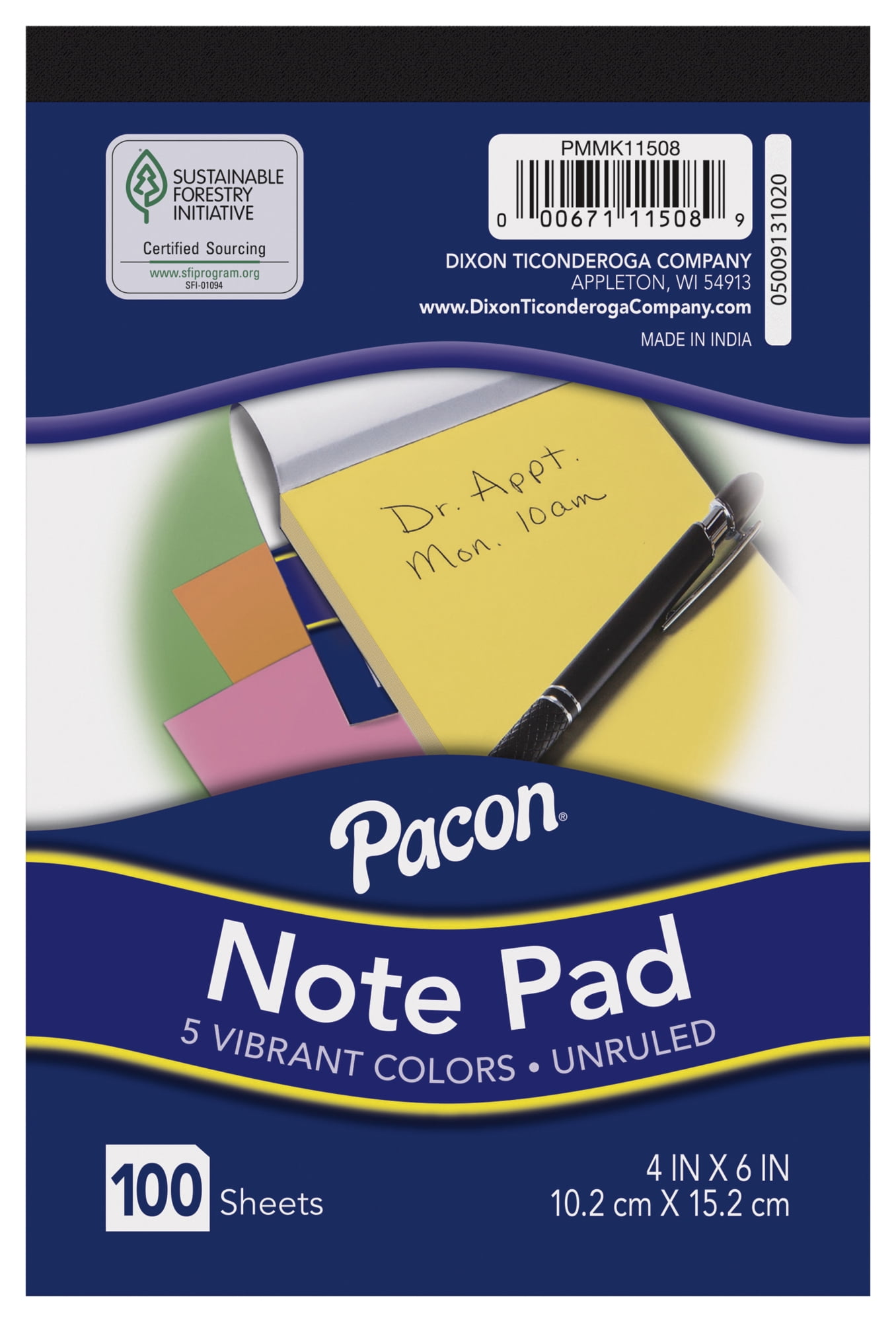 Pacon Note Pad 4 X 6 Inches Assorted Neon 100 Sheets Walmart Com