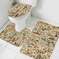 thumbnail image 3 of Rustic Botanical Bath Mat 3 Piece Bathroom Rug Set, Vintage Floral Wildflower Non Slip Bath Rug Contour Mat and Toilet Lid Cover, Absorbent Shower Mats Soft Bath Rugs and Mats Sets, 3 of 8