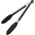 thumbnail image 1 of Pinces de Cuisine Résistantes à la Chaleur 480 °F : U-Taste Pince de Cuisson en Silicone 9 Po avec Embouts en Caoutchouc Antiadhésifs Fermement Scellés et Poignée en Acier Inoxydable 18/8 Revêtue de Silicone et Verrouillage Lisse pour Servir le Gril (Noir), 1 of 9