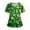 Fluorescent Green, variant on Women's Printed V-Neck Short Sleeve Overalls with Pockets, St. Patrick's Day Theme, Casual Work Uniform Top for Women,Green S