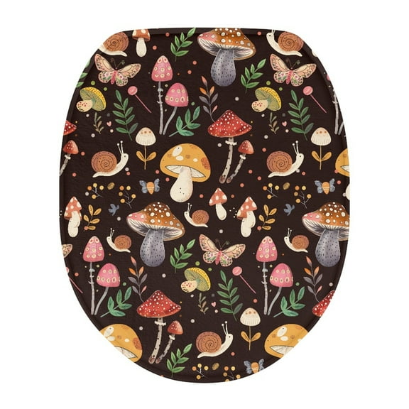 ZIATUBLE Mushroom Toilet Lid Seat Cover Butterfly Toilet Lid Covers for Bathroom Elongated Plant Easy to Clean Toilet Lid Cover Soft Toilet Lid Cover Fits Most Toilet Lids