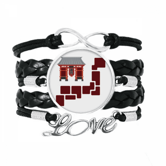 japanese symbol brick wall bracelet love accessory twisted leather knitting rope wristband
