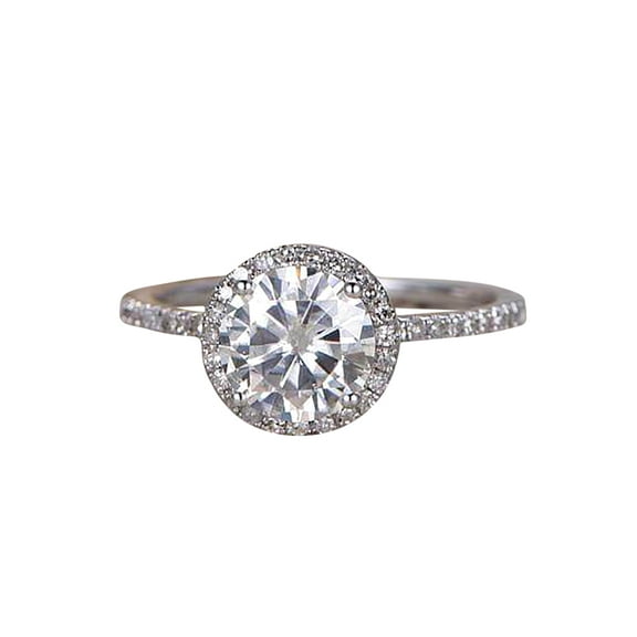 Classic 1.50 Carat Moissanite and Diamond Engagement Ring in White Gold