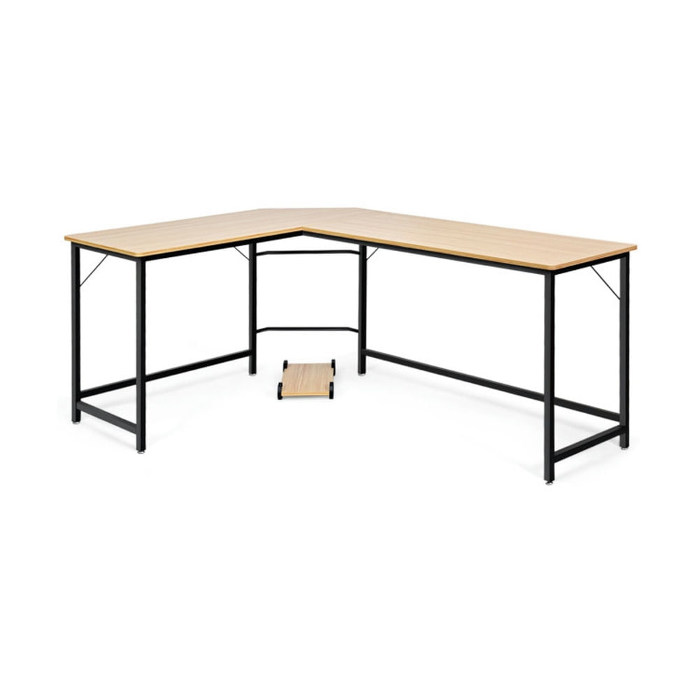 Demi Bonn L Shaped Desk Corner Computer Desk PC Laptop Gaming Table Workstation, Small Home Office Desk Study Writing Table, Beige