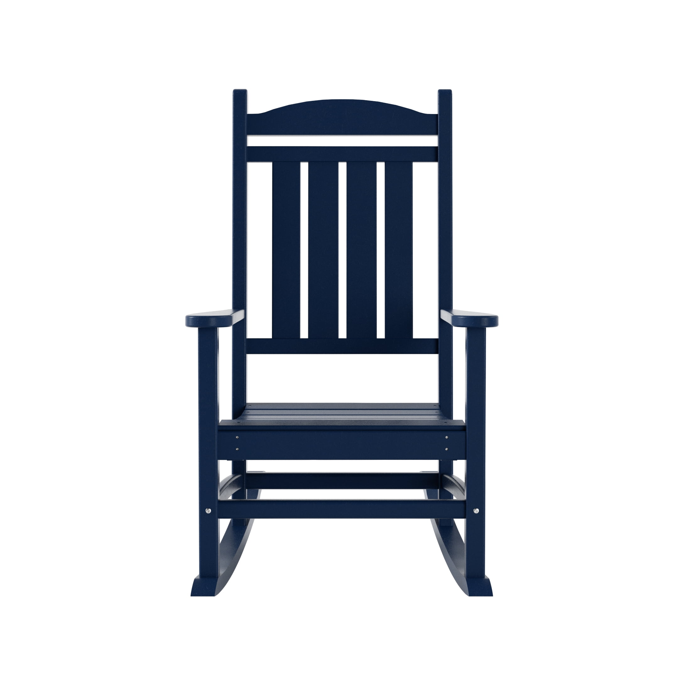 GARDEN Set of 2 Classic Plastic Adirondack Porch Rocking Chairs, Navy Blue
