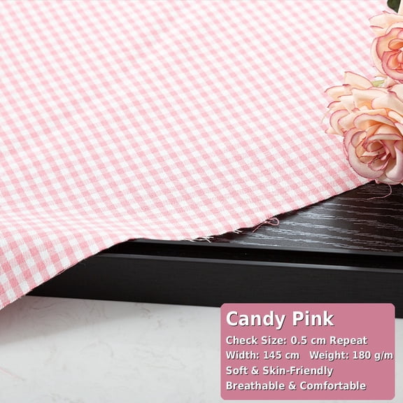 100% Cotton Brushed Twill Gingham Fabric by The Yard, Lightweight Mini Check Fabric for Shirts, Dresses, Tablecloths and DIY Crafts