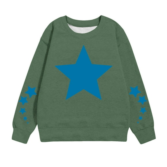 Chandail en Molleton Unisexe à Col Rond pour Tout-Petits et Enfants, Garçons et Filles, Chandail à Manches Longues avec Motif Étoile Tendance