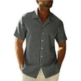 thumbnail image 3 of Mens Short Sleeve T-Shirts Top Shirt Formal Attire Striped Shirt Short Sleeves Black M, 3 of 7