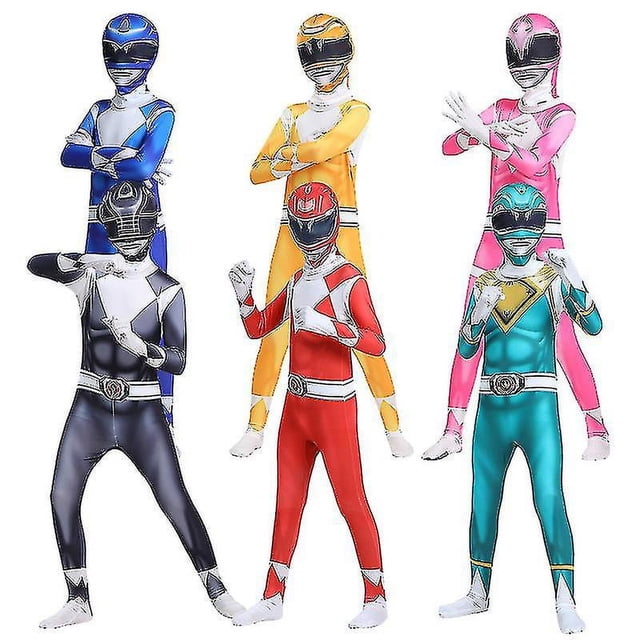 Combinaison de Cosplay Puissante Power Rangers pour Adultes et Enfants, Costume de Fête