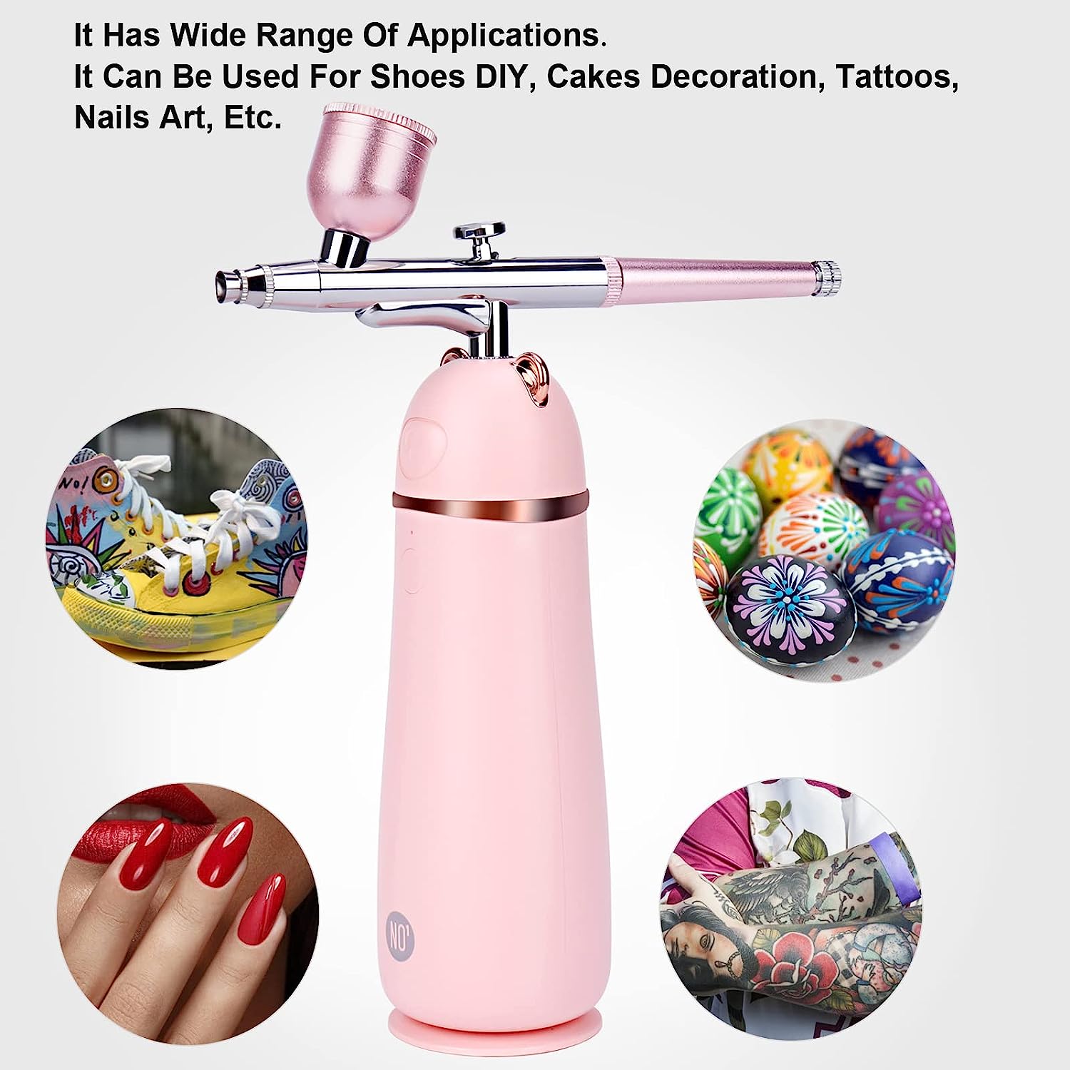 Airbrush Kit, Portable Cordless Airbrush Makeup Kit, Airbrush Gun with 2 Cups, Rechargeable Air Brushes for Painting, Cake Decorating, Nail Art, Makeup, Model Coloring