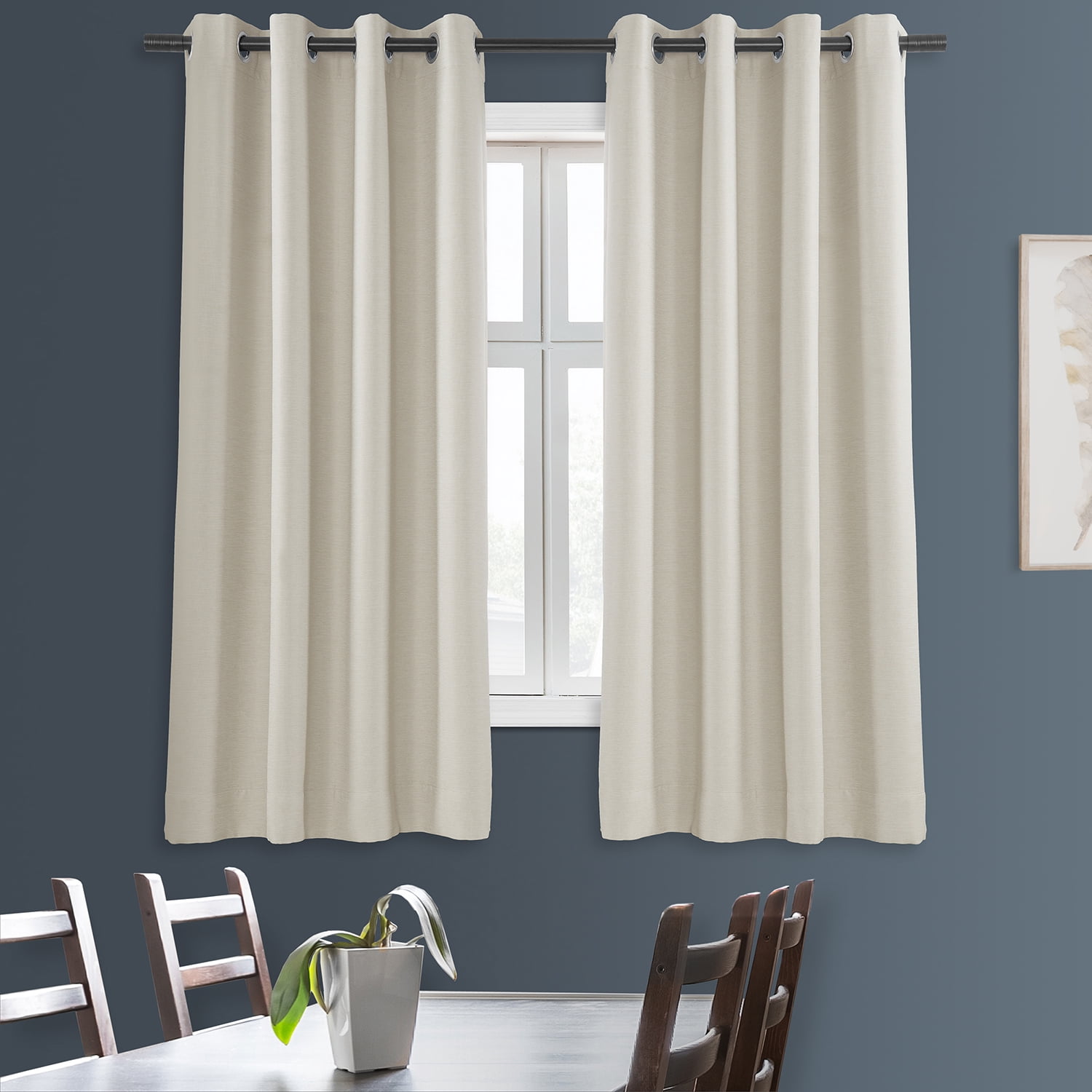 Half Price Drapes Oat Cream Grommet Bellino Textured Faux Linen Room Darkening Curtains For Bedroom & Living Room Curtains(1 Panel), Grommet Curtains 63 Inches Long, 50W X 63L