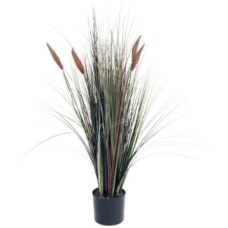 4 Foot Artificial Cattail Grass – Large Faux Potted Plant for Indoor or Outdoor Decoration at Home, Office, or Restaurant by Pure