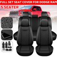 thumbnail image 6 of Leather Car Seat Cover 5 Seats Fits For 2009-2021 Dodge Ram 1500 2010-2021 2500 3500 Models Full Set Front Rear Cushion Seat Covers Protectors for Cars Waterproof, Black, 6 of 10