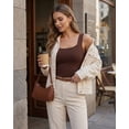 thumbnail image 5 of CHICME Womens Tank Tops With Built In Bras U-Neck Sleeveless Vest Elastic Slim Fit Shapewear Camisole Coffee-L, 5 of 9