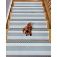 thumbnail image 2 of Vintage Stair Treads Non Slip for Steps Medieval Bohemian Blue Geometric Stripe 4 Pcs Reusable Adhesive Stair Runner Mats for Dogs Elders Carpet Treads Rugs for Staircase 8x30 In, 2 of 7