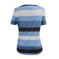 thumbnail image 6 of Summer Tees for Women Striped Short Sleeve Crewneck Pullover Tops Breathable Casual Outfits Blue M, 6 of 7