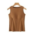 thumbnail image 2 of Aboser Built in Bra Tank Tops for Women High Neck Workout Camisole Cozy Seamless Basic Undershirt Summer Casual Sleeveless Tank Top, 2 of 7