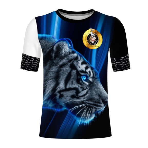 UltraMega Collection White Tiger Blue Round T-shirt for Men in Multi-Color XL in Size