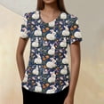 thumbnail image 4 of Womens Scrubs Tops，Womens Scrub Tops - Short Sleeve V-Neck Easter Printed Scrub Top Women Uniform Shirts with Side Pockets，Purple，L, 4 of 4
