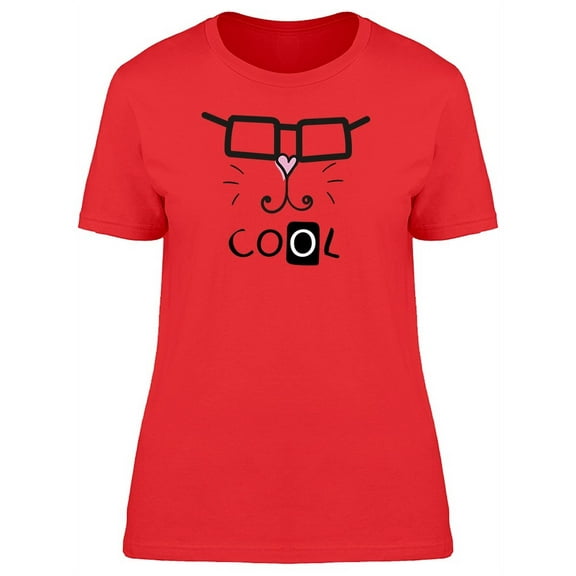 Cool Hipster Cat Face T-Shirt Women -Image by Shutterstock, Female Large