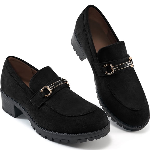 Ecetana Womens Loafers Shoes Platform Chunky Penny Loafer Lug Sole Comfortable Slip On Work Office Business Casual Dress Shoes