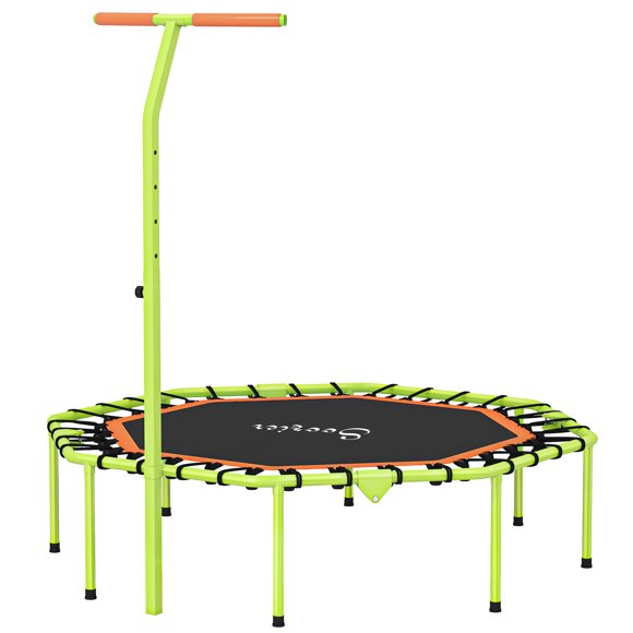 CoSoTower 50" Foldable Mini Trampoline, Fitness Trampoline Rebounder with Bungee, Adjustable Handle Bar, Stable & Quiet