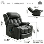 MERITLIFE Power Lift Chair Leather Couch Electric Recliner Sofa for Elderly,Massage Chair Recliner with Massage and Heating Function,Black