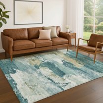 Addison Rugs Chantille Indoor/Outdoor Transitional Abstract Teal Machine Washable Rectangle Rug, 10' x 14'