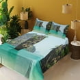 thumbnail image 4 of Ambesonne Island Fitted & Top Sheet Set with Shams, Beach Cruising Landscape Art, Green Brown, 4 of 8