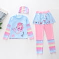 thumbnail image 2 of MEZZALL Summer Girls Long Sleeve Swimwear Two Piece Rash Guard Tops With Swim Skirt And Bottoms Sun Swim For Toddler Kids Beach Vacation Beachwear, 2 of 3