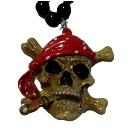 Skull Mardi Gras Beads - Pirate skull and crossbones Mardi Gras Necklace Beads Bead