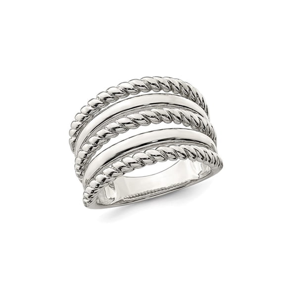 Gem & Harmony Sterling Silver Polished Ring with Tri-Twist Design for Women