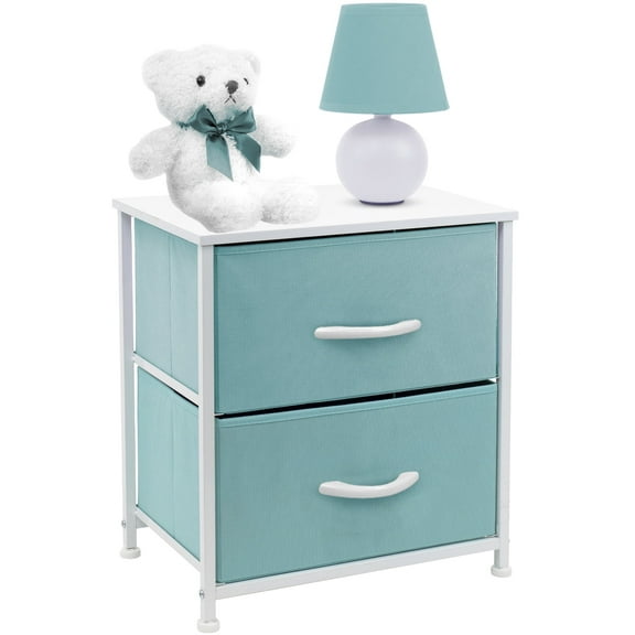 Sorbus Aqua 2-Drawer Nightstand Chest Dresser, Aqua, 11.8"L x 15.75"W x 22.2"H