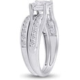 thumbnail image 2 of Divine_creation 925 Sterling Silver 2.26 Ct Princess Cut White Diamond Wedding Engagement Thanksgiving Christmas Bridal Ring Set 14K White Gold Plated For Women's -6, 2 of 3