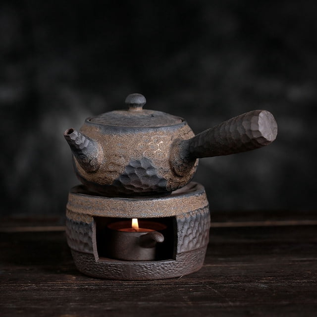 Coarse Pottery Tea Warming Oven Style Handmade Vintage Tea Warming Teaware Boiling Teapot Ceramic Kung Fu Tea Warming Tea Set