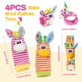 thumbnail image 6 of Wrist Rattle Foot Finder Socks Set for Baby Arm Hand Rattle Feet Leg Ankle Socks Newborn Soft Sensory Toys Baby Socks Newborn Rattles Toys Easter Gifts 0-3 6-12 Months Infant Girl Boy, 6 of 6