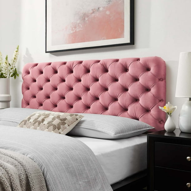 Modway Lizzy Comfort Metal Tufted, Pink Tufted Headboard Queen