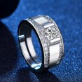thumbnail image 1 of Anillo de Plata de Ley 925 para hombre, accesorios de joyería exquisitos a la moda, sencillos y ajustables, para fiesta de boda, 1 of 2