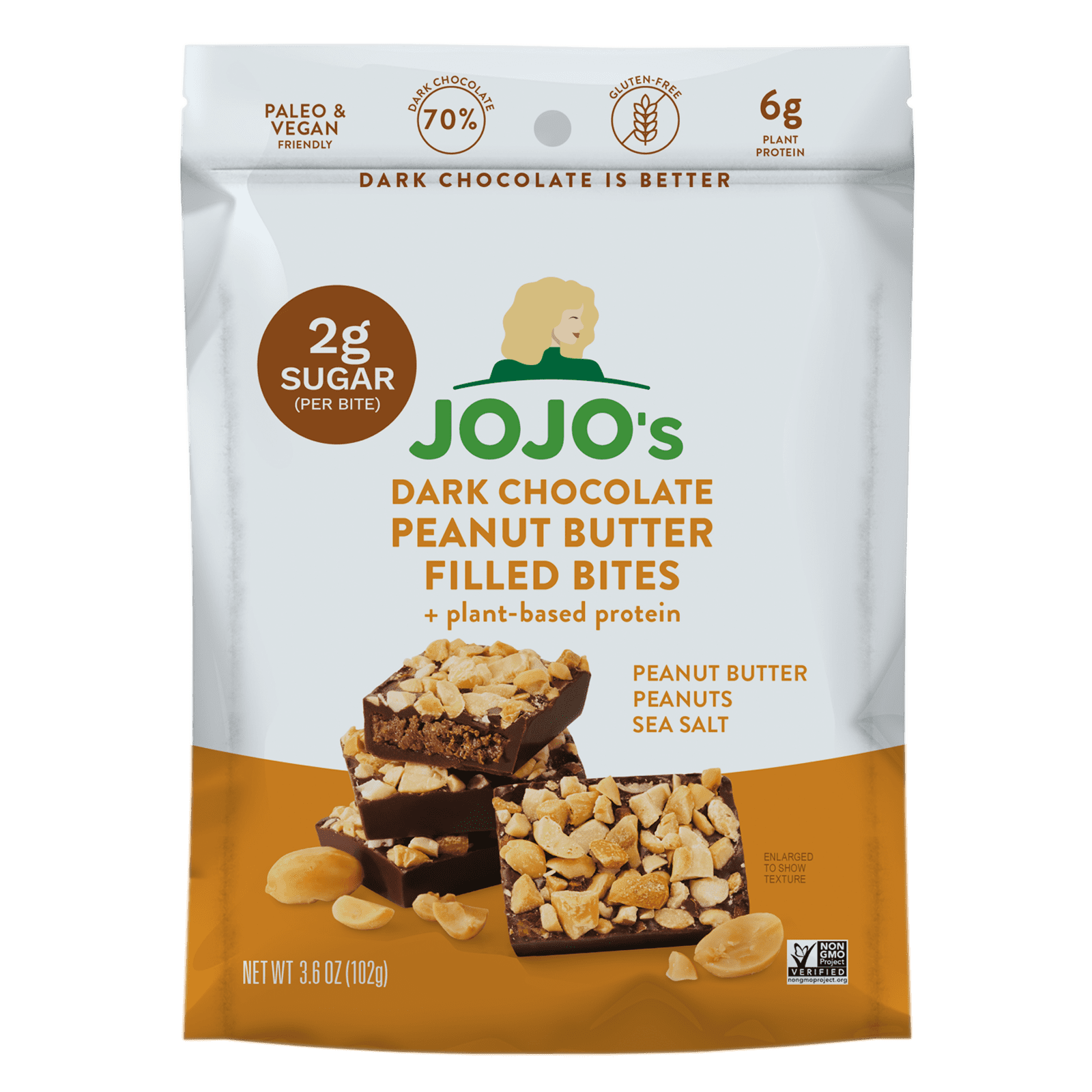 JOJO's Chocolate Jojo's Guilt Free Dark Chocolate Peanut Butter Filled Bites