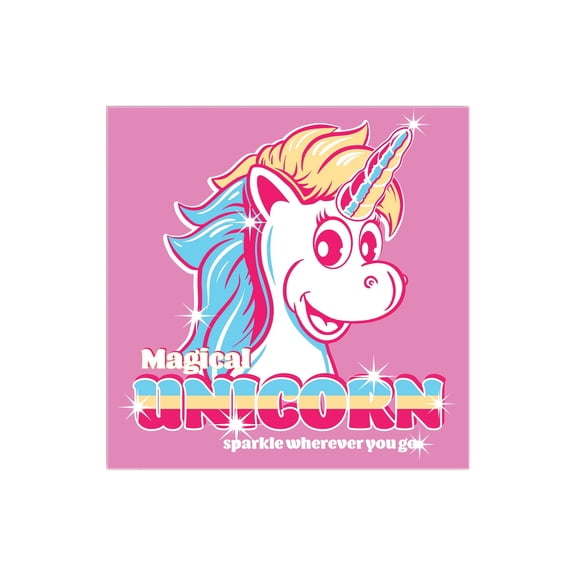 Magical Unicorn Sparkle Pink Unicorn 12 x 12 Wood Wall Sign Plaque