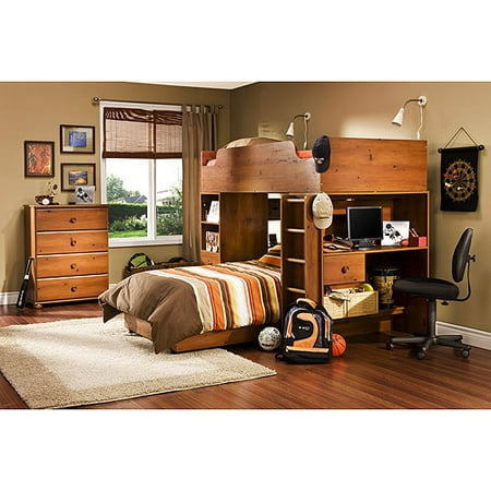 South Shore Logik Twin Loft Bed in Sunny Pine Finish