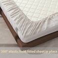 thumbnail image 6 of 100% Egyptian Cotton Fitted Sheet Twin XL Size, 600 Thread Count, Single Fitted Sheet Only,16" Deep Pocket Sheet, Soft & Elastic Sateen Weave Bottom Sheet(Light Beige-Stripe, Twin XL), 6 of 8