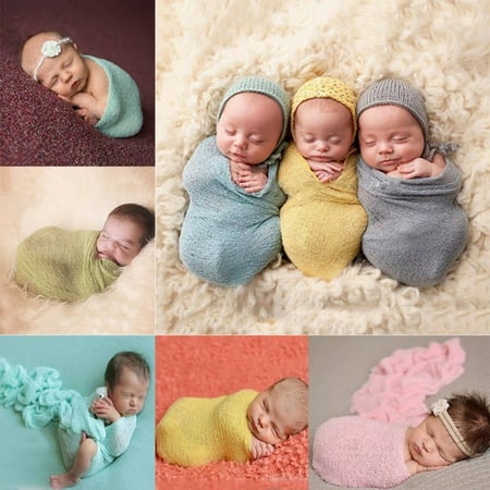 Knit Wrap - BOBORA 40*150cm Newborn Stretch Knit Wrap Baby Kids Photography Nubble Wraps Props