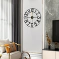 thumbnail image 4 of 24-Inch Black Iron Wall Clock with Silent Sweep Movement, Gold Hands & Rustic Farmhouse Design – Large Easy-to-Read Vintage Style Clock for Living Room, 4 of 12