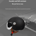 thumbnail image 4 of Open Face Bluetooth Motorcycle Helmet,3/4 Vintage Motorcycle Helmet,Four Seasons Moped Scooter Jet Helmet ,Dot Approved Release Buckle Helmet,Including Inner Colored Mirror, Bluetooth Headset, Mask, 4 of 6