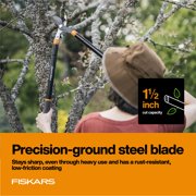 Fiskars Telescopic Bypass Lopper Garden Tool, 24.5-37 Steel Handle and Blade, Black and Orange
