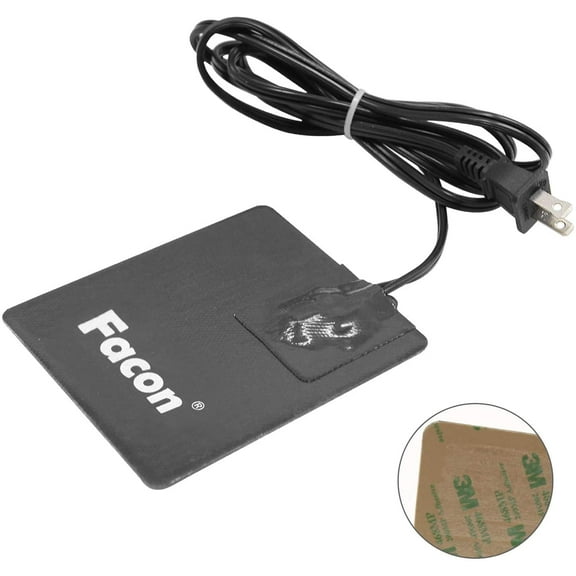 Facon 5'' x 4'' Battery Heater Pad with 3M Self Adhesive and Thermostatically controlled, Automotive Engine Block Heater, Engine Oil Pan Heater Pad, 120V, 60Watts