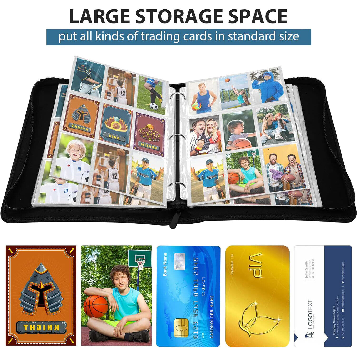 WEISIPU 900-Pocket Trading Card Binder, Portable Double Sided Card Binder with Sleeves, PU Leather Collection Card Organizer Storage Case